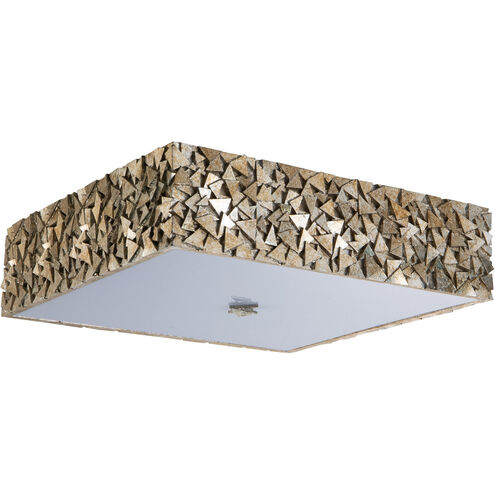 Mosaic 3 Light Silver Bath/Flush Mounts Ceiling Light in Silver Leaf with Antique